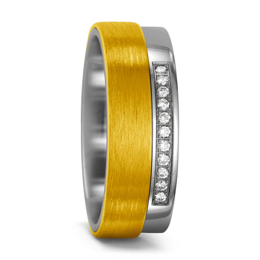 Bague Titane, Or jaune 18K Diamant 0.10 ct, 11 Pierres, w-si