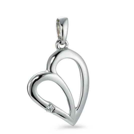 Pendentif Or blanc 18K Diamant 0.01 ct, w-pi1 Coeur