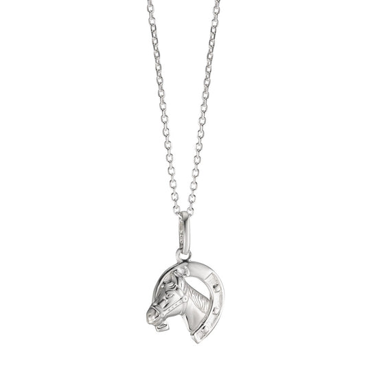 Chaînette avec pendentif Argent Rhodié Cheval 38-40 cm Ø11 mm