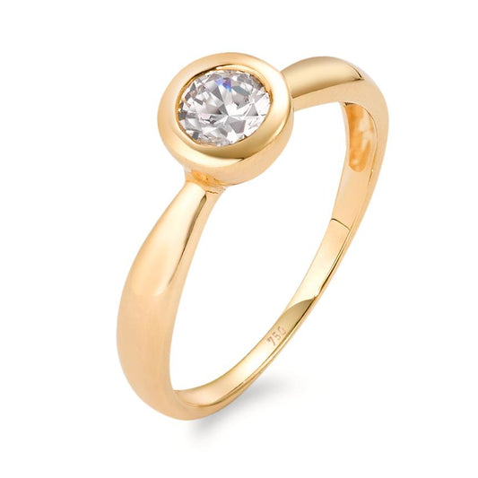 Bague solitaire Or jaune 18K Zircone