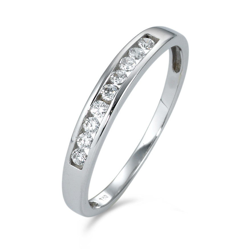 Bague Or blanc 18K Zircone 9 Pierres