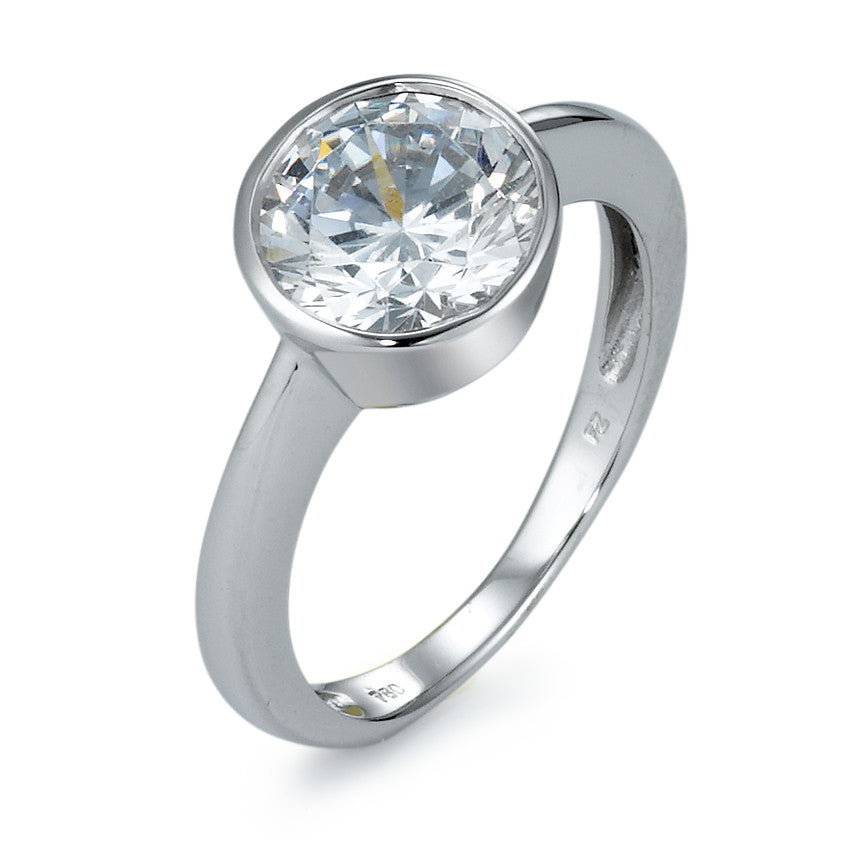 Bague solitaire Or blanc 18K Zircone