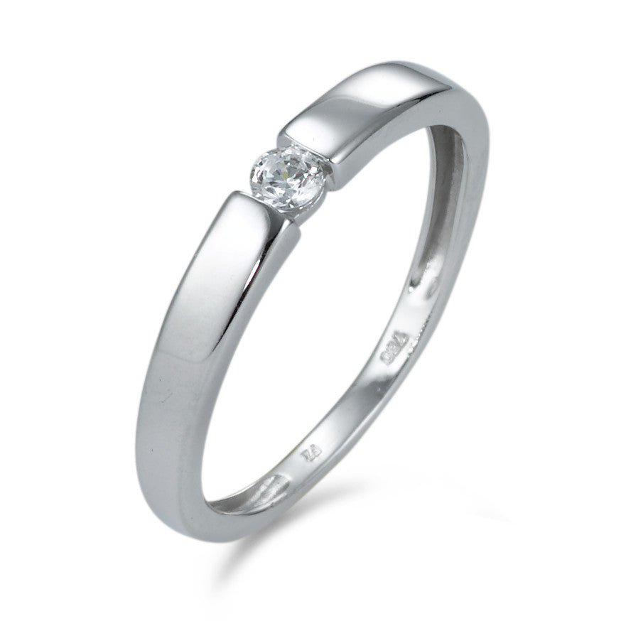 Bague solitaire Or blanc 18K Zircone