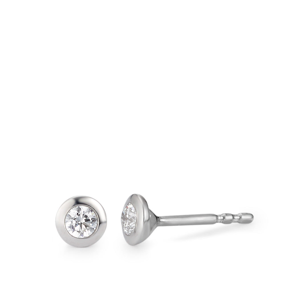 Clous d'oreilles Argent Zircone 2 Pierres Rhodié Ø5 mm