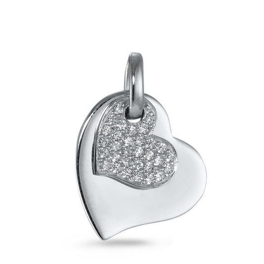 Pendentif Argent Zircone blanc Rhodié Coeur