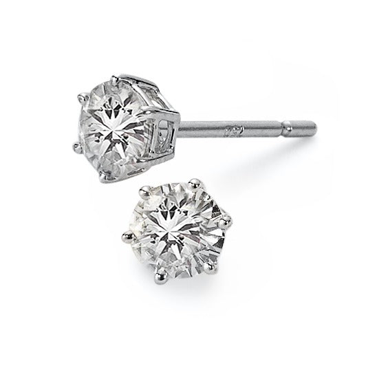 Clous d'oreilles Or blanc 18K Moissanite 2 Pierres Ø4.5 mm