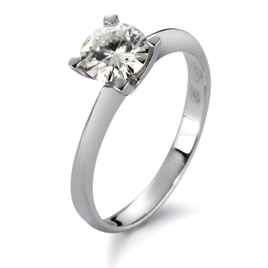 Bague solitaire Or blanc 18K Moissanite