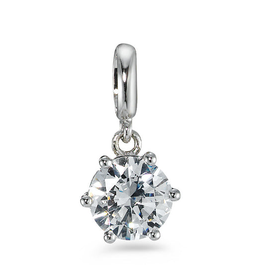 Pendentif Argent Zircone Rhodié Ø6.5 mm