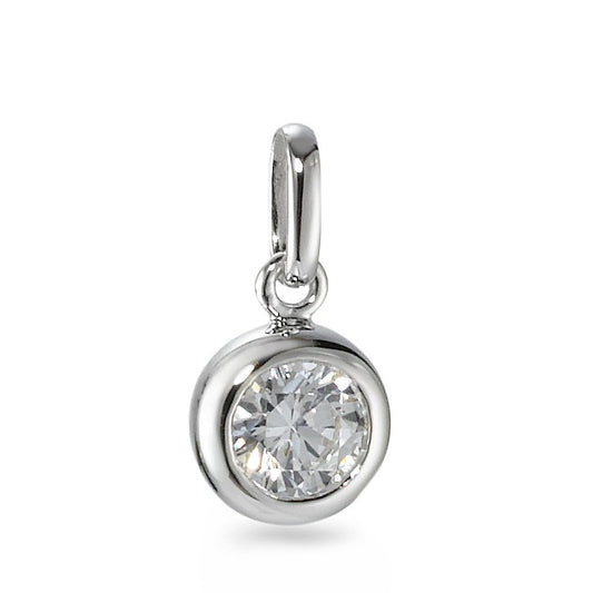 Pendentif Argent Zircone Rhodié Ø7 mm