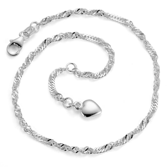 Chaînette de cheville Argent Coeur 23-25 cm