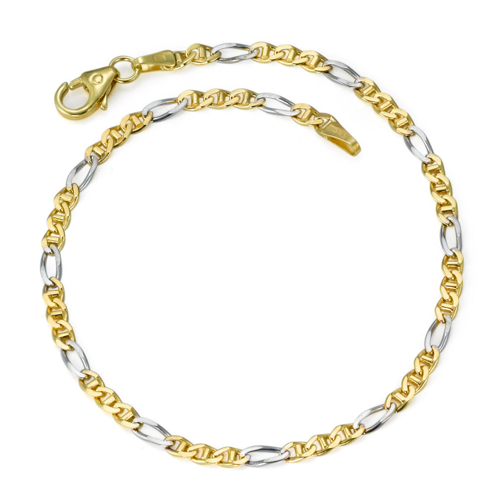 Bracelet Or jaune 14K Bicolore 18.5 cm