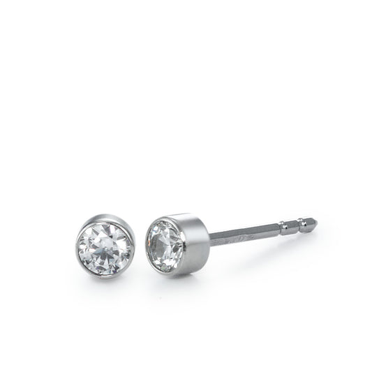 Clous d'oreilles Acier inoxydable Zircone 2 Pierres Ø3.5 mm