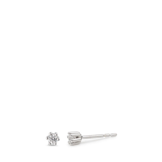 Clous d'oreilles Or blanc 9K Zircone blanc, 2 Pierres Ø3 mm