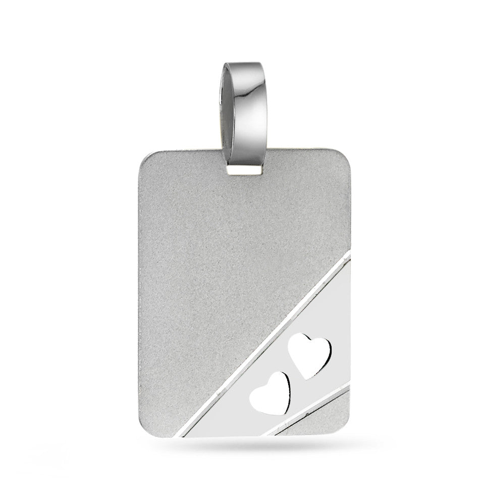 Pendentif avec gravure Argent Rhodié Coeur