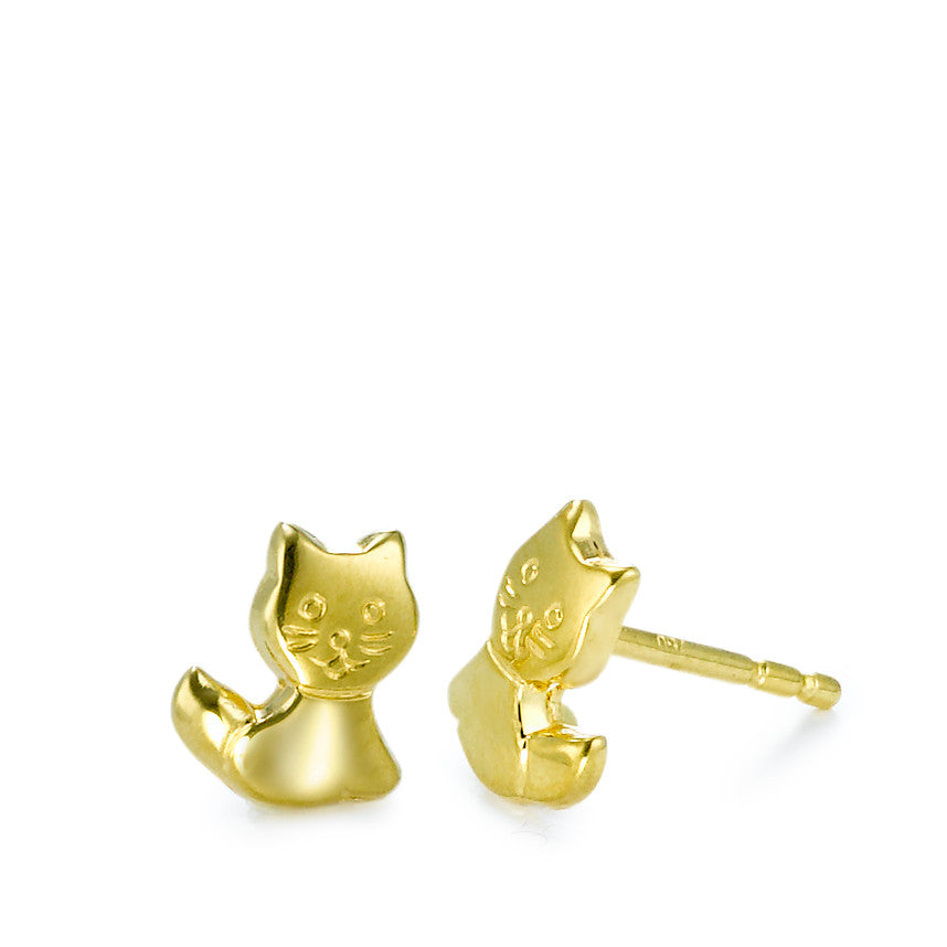 Clous d'oreilles Or jaune 18K Chat