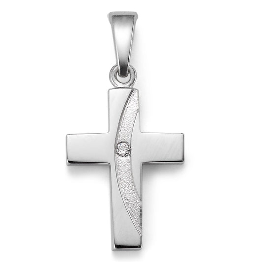 Pendentif Argent Zircone Rhodié Croix