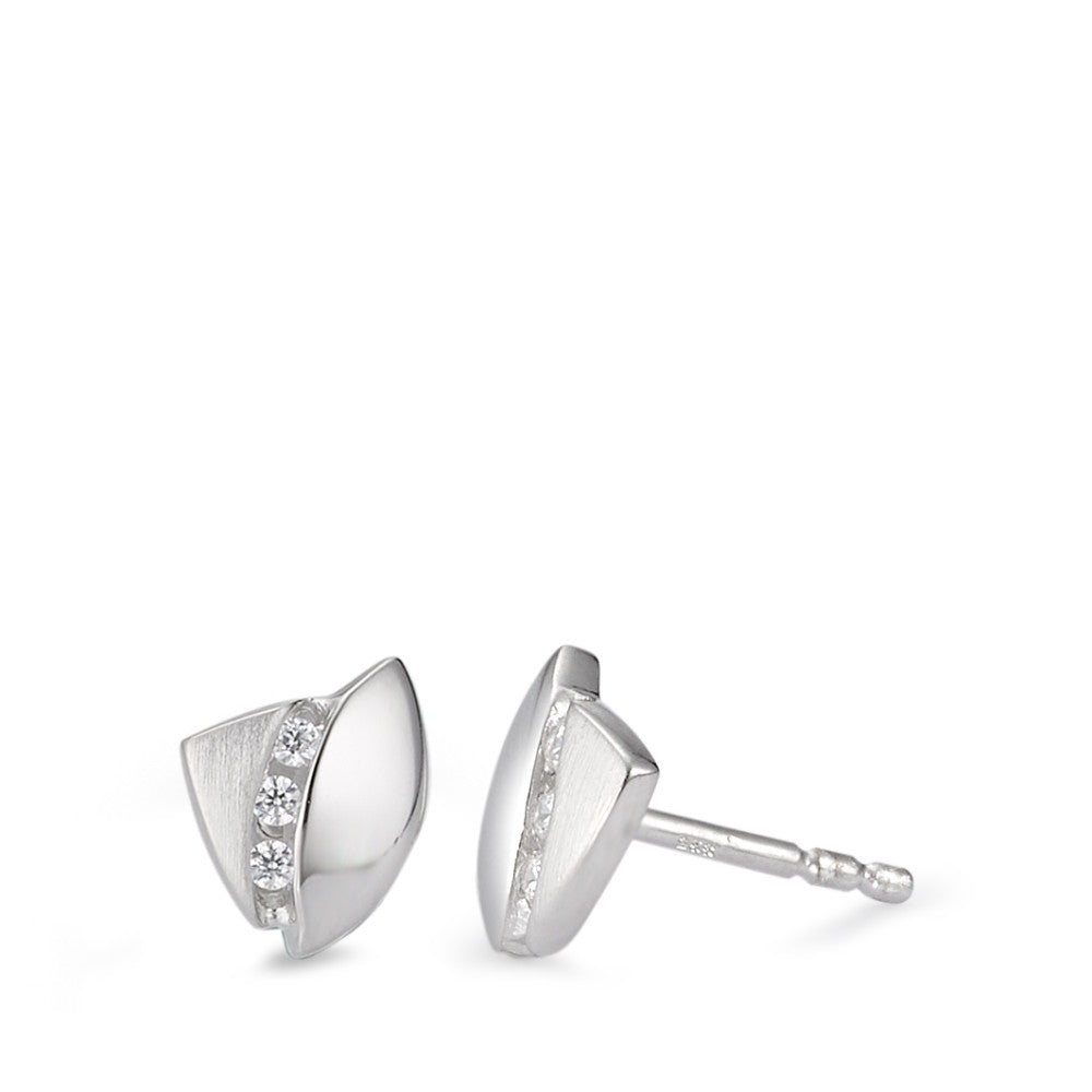 Clous d'oreilles Argent Zircone 6 Pierres Rhodié