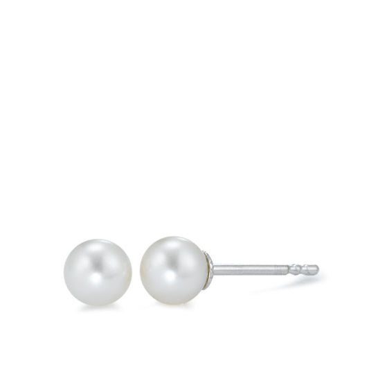 Clous d'oreilles Or blanc 18K perle d'eau douce