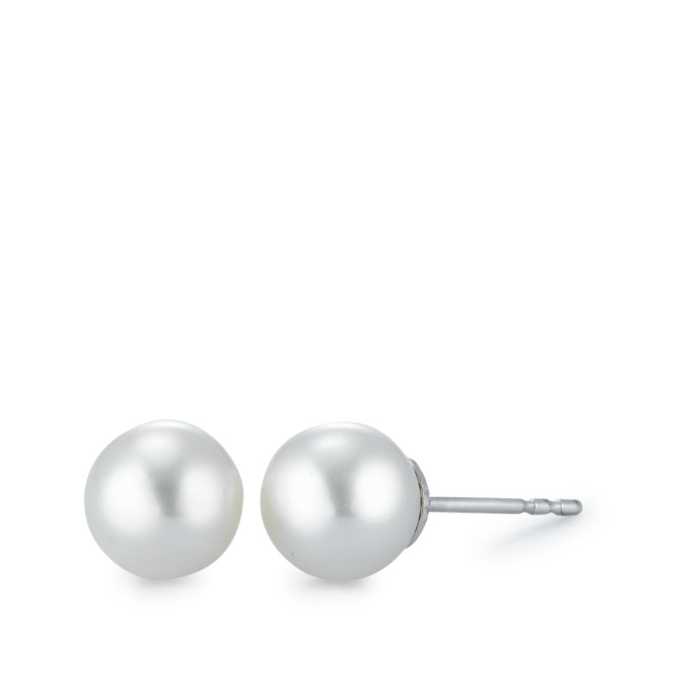 Clous d'oreilles Or blanc 18K perle d'eau douce