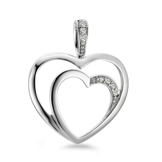 Pendentif Or blanc 18K Diamant blanc, 0.035 ct, 7 Pierres, brillant, w-si Coeur