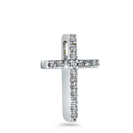 Pendentif Or blanc 18K Diamant blanc, 0.15 ct, 17 Pierres, brillant, w-si Croix