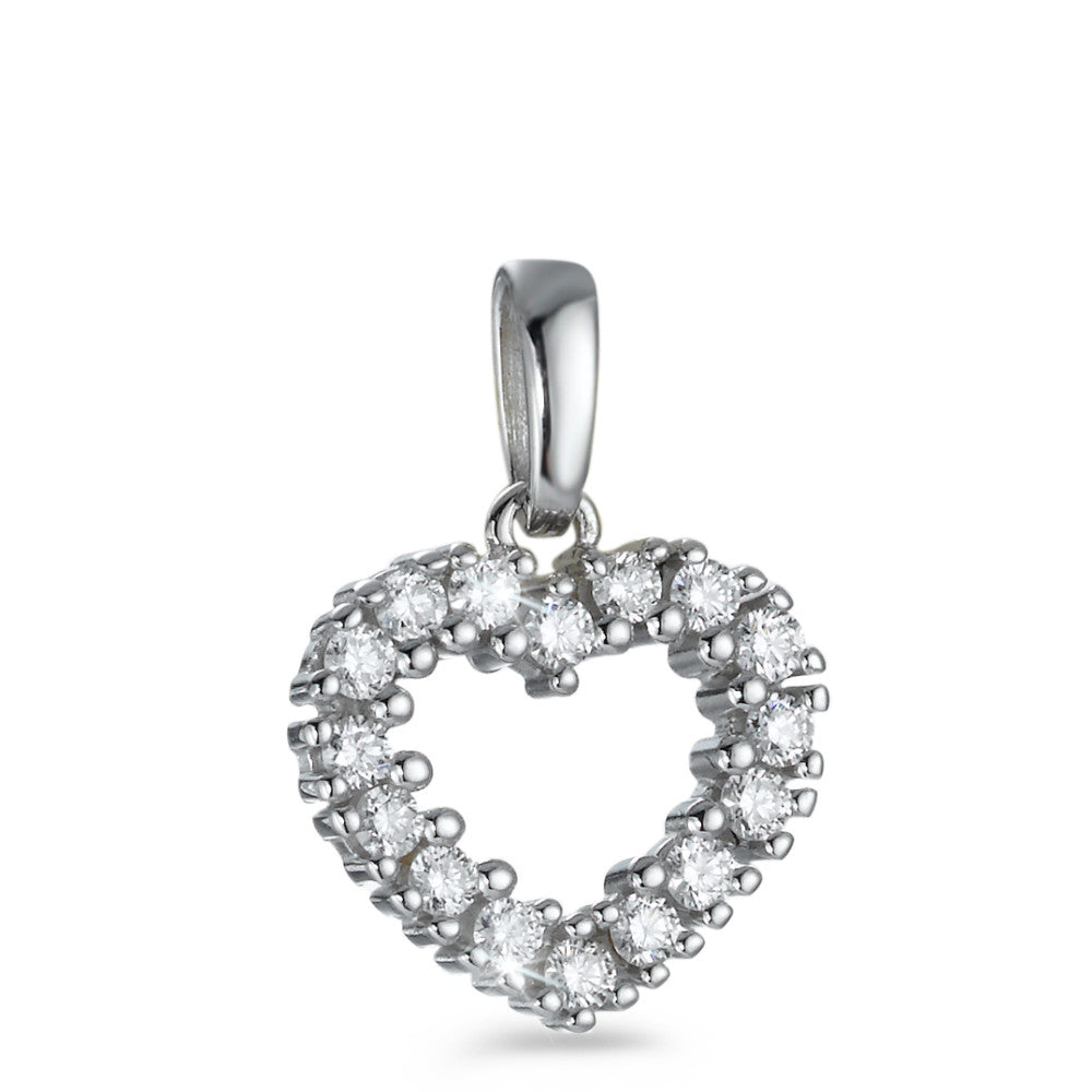 Pendentif Or blanc 18K Diamant blanc, 0.30 ct, 16 Pierres, brillant, w-si Coeur