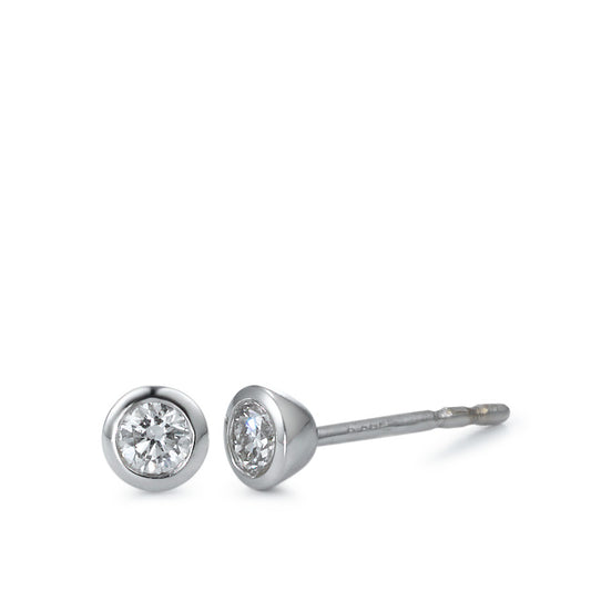 Clous d'oreilles Or blanc 18K Diamant blanc, 0.15 ct, 2 Pierres, brillant, w-si Ø4 mm