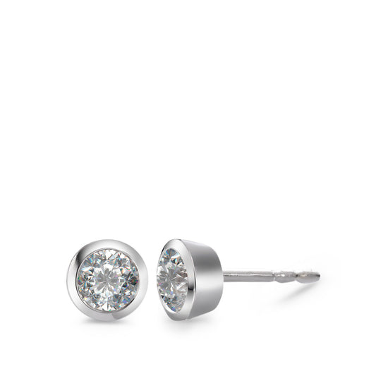 Clous d'oreilles Or blanc 18K Diamant blanc, 0.05 ct, 2 Pierres, brillant, w-si Ø3.5 mm