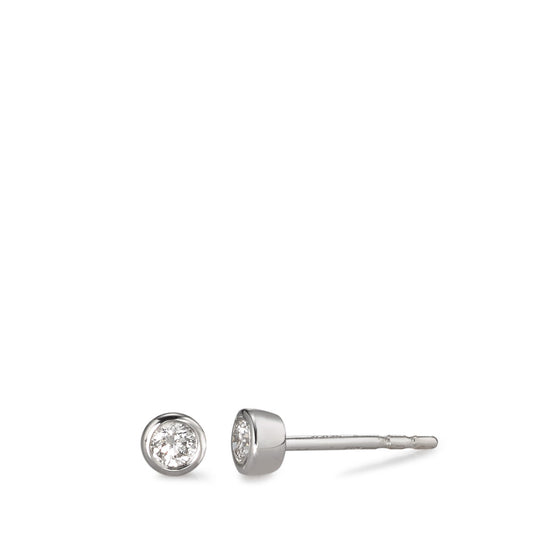 Clous d'oreilles Or blanc 18K Diamant blanc, 0.15 ct, 2 Pierres, brillant, w-si Ø4 mm