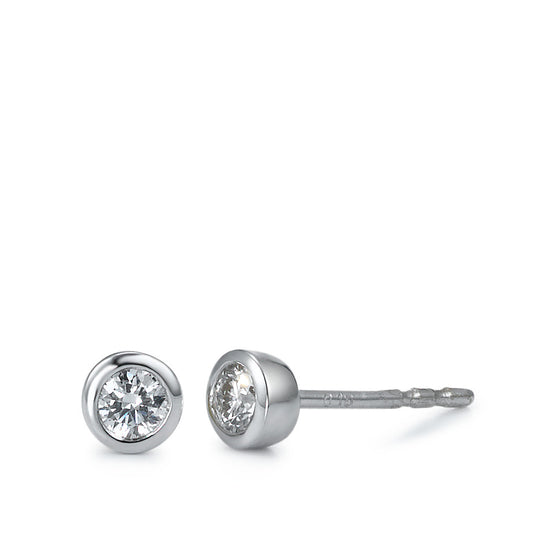 Clous d'oreilles Or blanc 18K Diamant blanc, 0.20 ct, 2 Pierres, brillant, w-si Ø4.5 mm