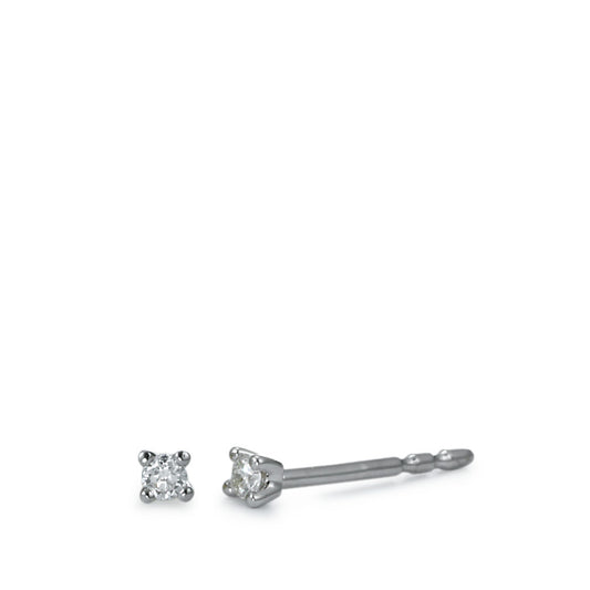 Clous d'oreilles Or blanc 18K Diamant blanc, 0.05 ct, 2 Pierres, brillant, w-si Ø2 mm