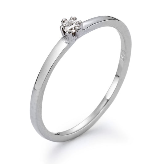 Bague solitaire Or blanc 18K Diamant blanc, 0.05 ct, brillant, w-si