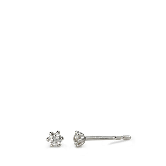 Clous d'oreilles Or blanc 18K Diamant blanc, 0.15 ct, 2 Pierres, brillant, w-si Ø3.5 mm