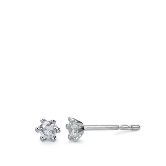 Clous d'oreilles Or blanc 18K Diamant blanc, 0.20 ct, 2 Pierres, brillant, w-si Ø3 mm