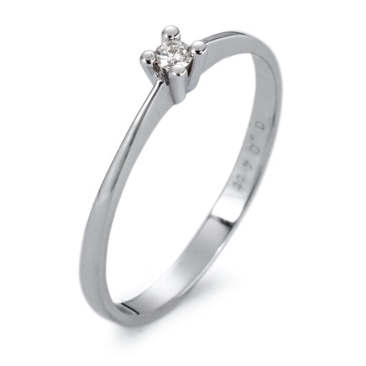 Bague solitaire Or blanc 18K Diamant blanc, 0.04 ct, si Rhodié