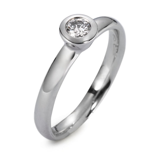 Bague solitaire Or blanc 18K Diamant blanc, 0.15 ct, si Rhodié