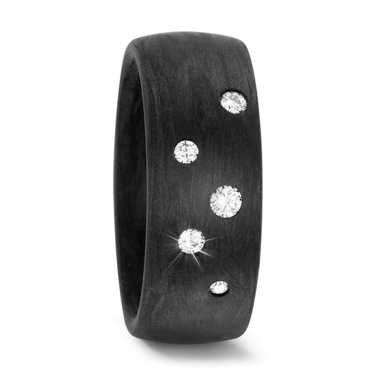 Bague Carbone Diamant 0.14 ct, 5 Pierres, w-si