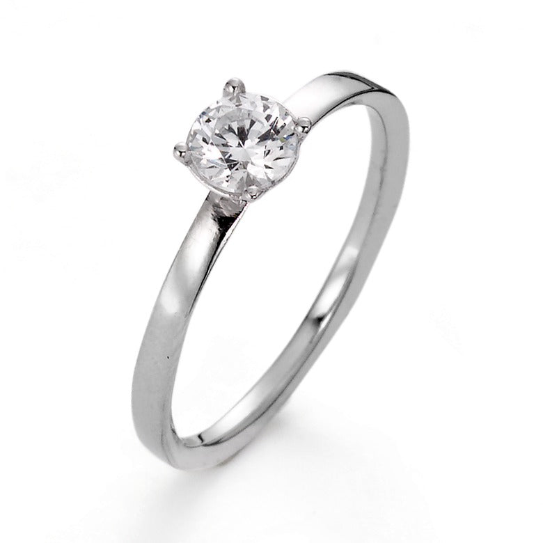 Bague solitaire Or blanc 9K Moissanite