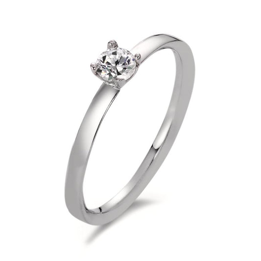 Bague solitaire Or blanc 9K Moissanite 4 mm