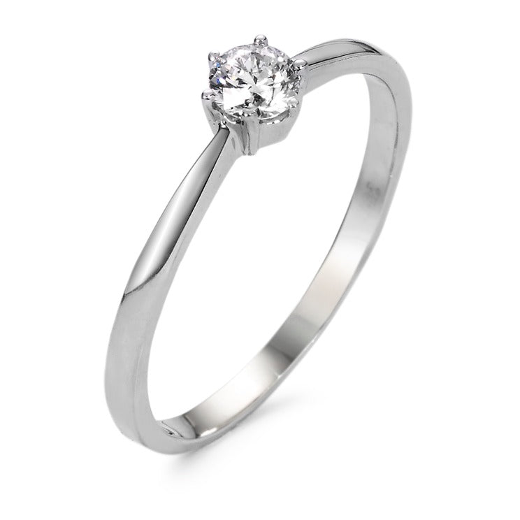 Bague solitaire Or blanc 18K Diamant blanc, 0.20 ct, w-si