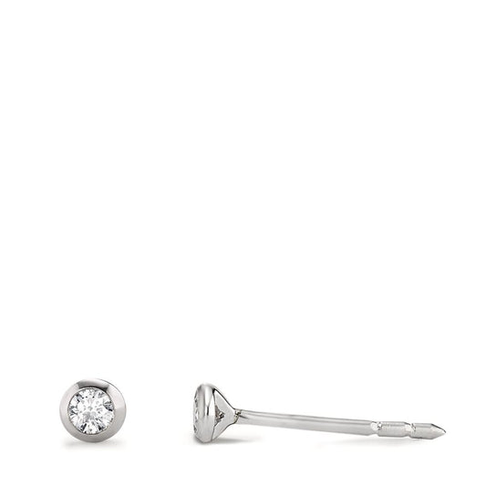 Clous d'oreilles Or blanc 18K Diamant 0.10 ct, 2 Pierres, si Ø3 mm