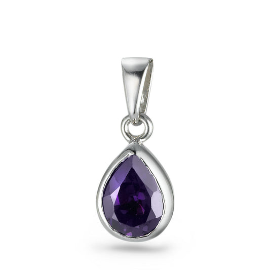 Pendentif Argent Zircone violet Rhodié