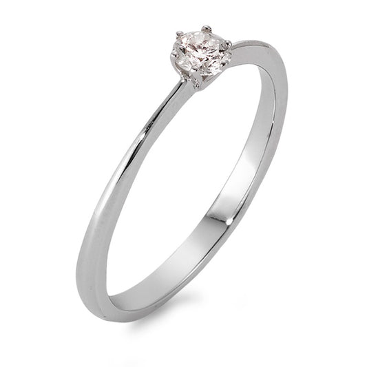 Bague solitaire Or blanc 18K Diamant 0.13 ct, w-si