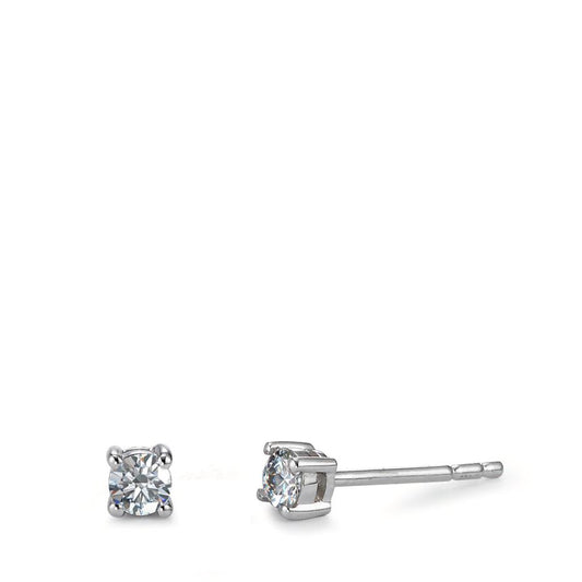 Clous d'oreilles Or blanc 18K Diamant 0.06 ct, 2 Pierres, w-si Ø2 mm