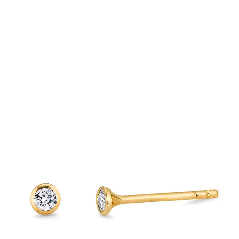 Clous d'oreilles Or jaune 18K Diamant 0.08 ct, 2 Pierres, w-si Ø3 mm