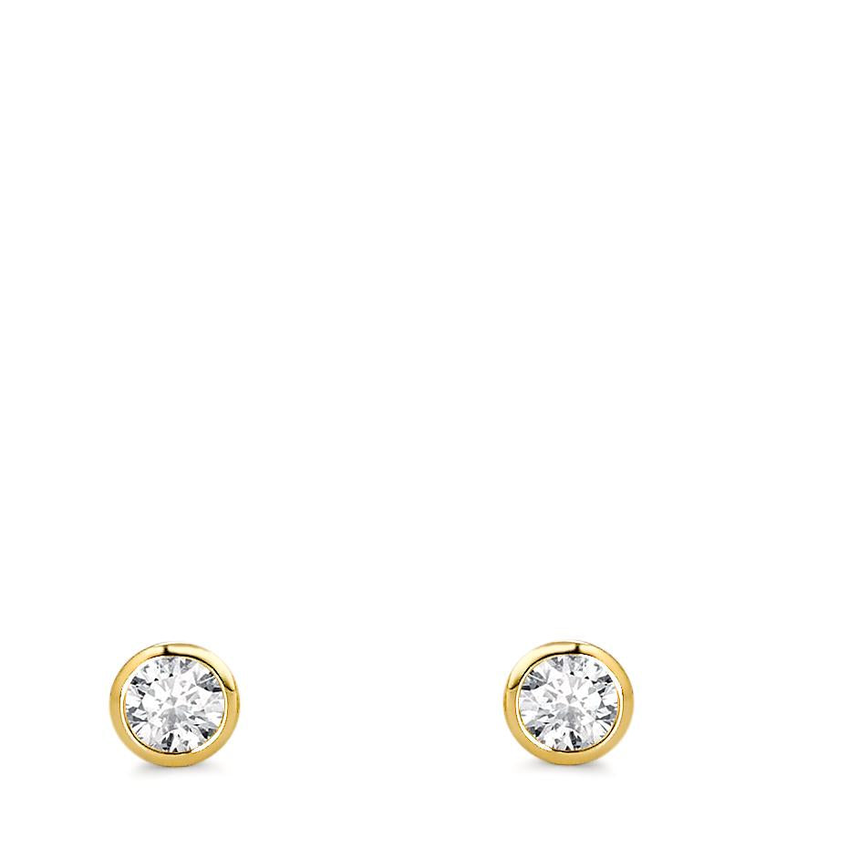 Clous d'oreilles Or jaune 18K Diamant 0.15 ct, 2 Pierres, w-si Ø3.5 mm