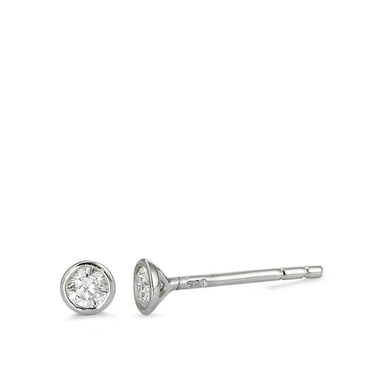 Clous d'oreilles Or blanc 18K Diamant 0.15 ct, 2 Pierres, w-si Ø3.5 mm