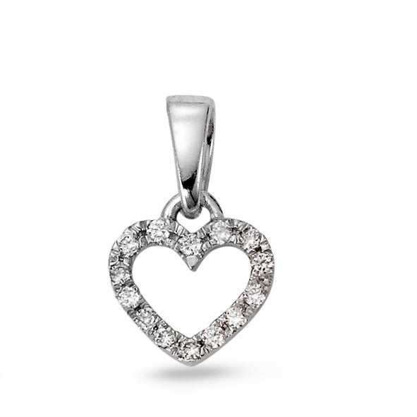 Pendentif Or blanc 18K Diamant 0.08 ct, 14 Pierres, w-si Coeur