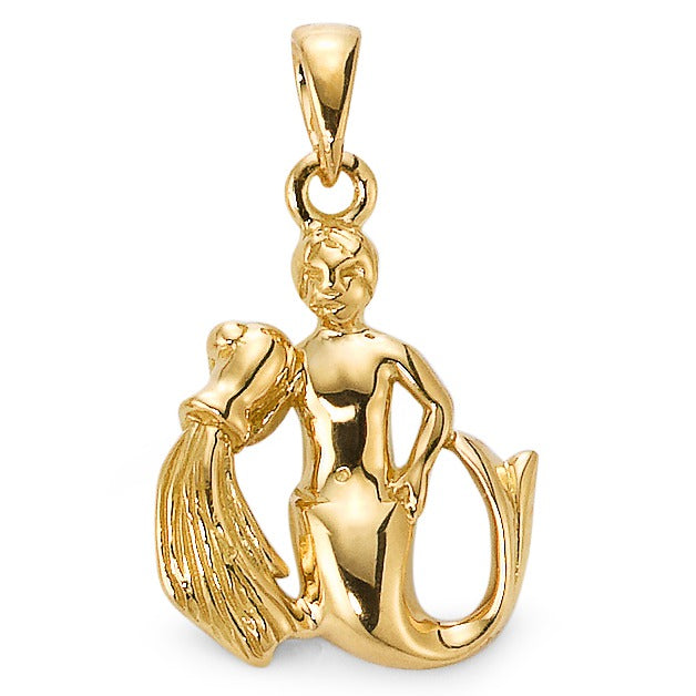 Pendentif Or jaune 9K Signe Astrologique Verseau