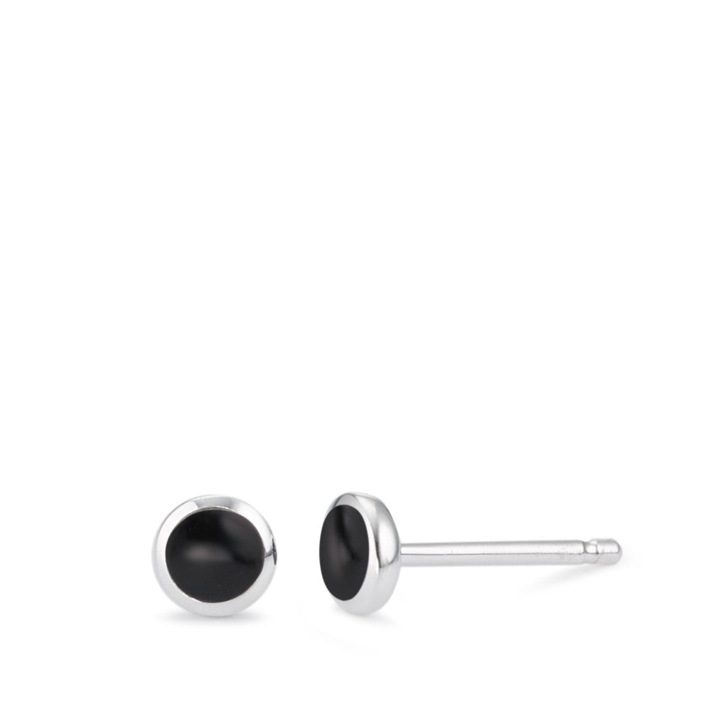 Clous d'oreilles Argent Onyx 2 Pierres Ø4.5 mm